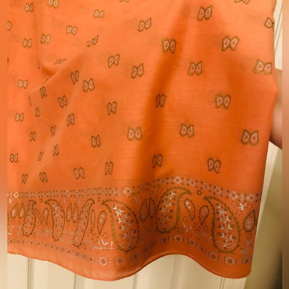 #026. Beautiful orange scarf with parsley printπ§£ - Picture 10 of 12